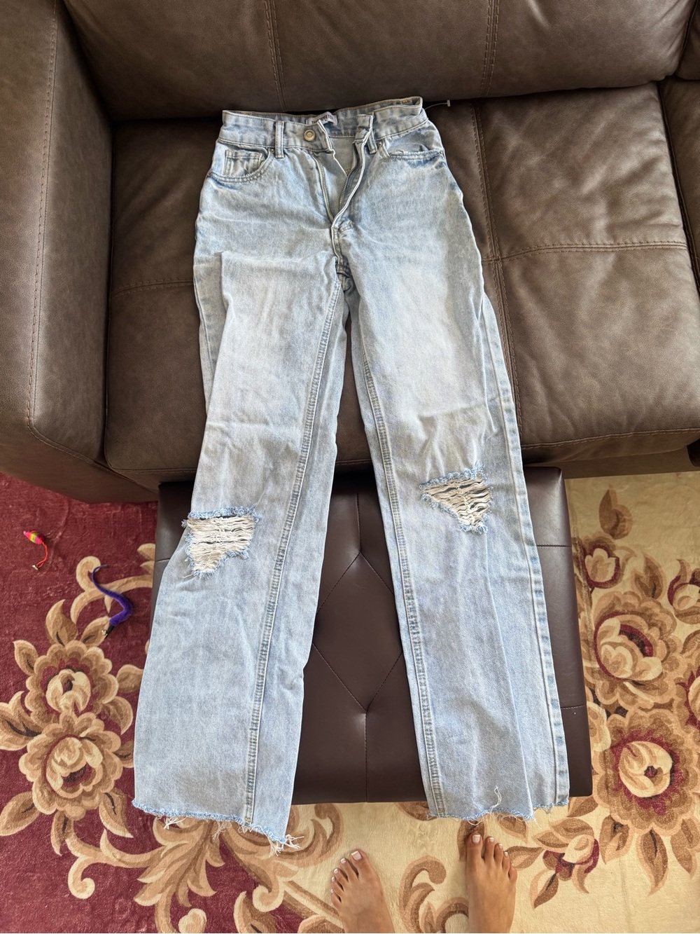 Light Blue High-Rise Distressed Women's Jeans